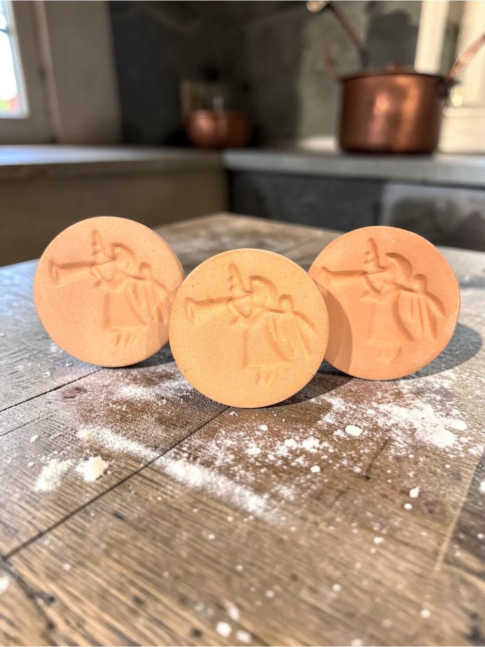 Handcrafted Terracotta Angel Cookie Stamp Set Baking Crafts. Decor Vintage